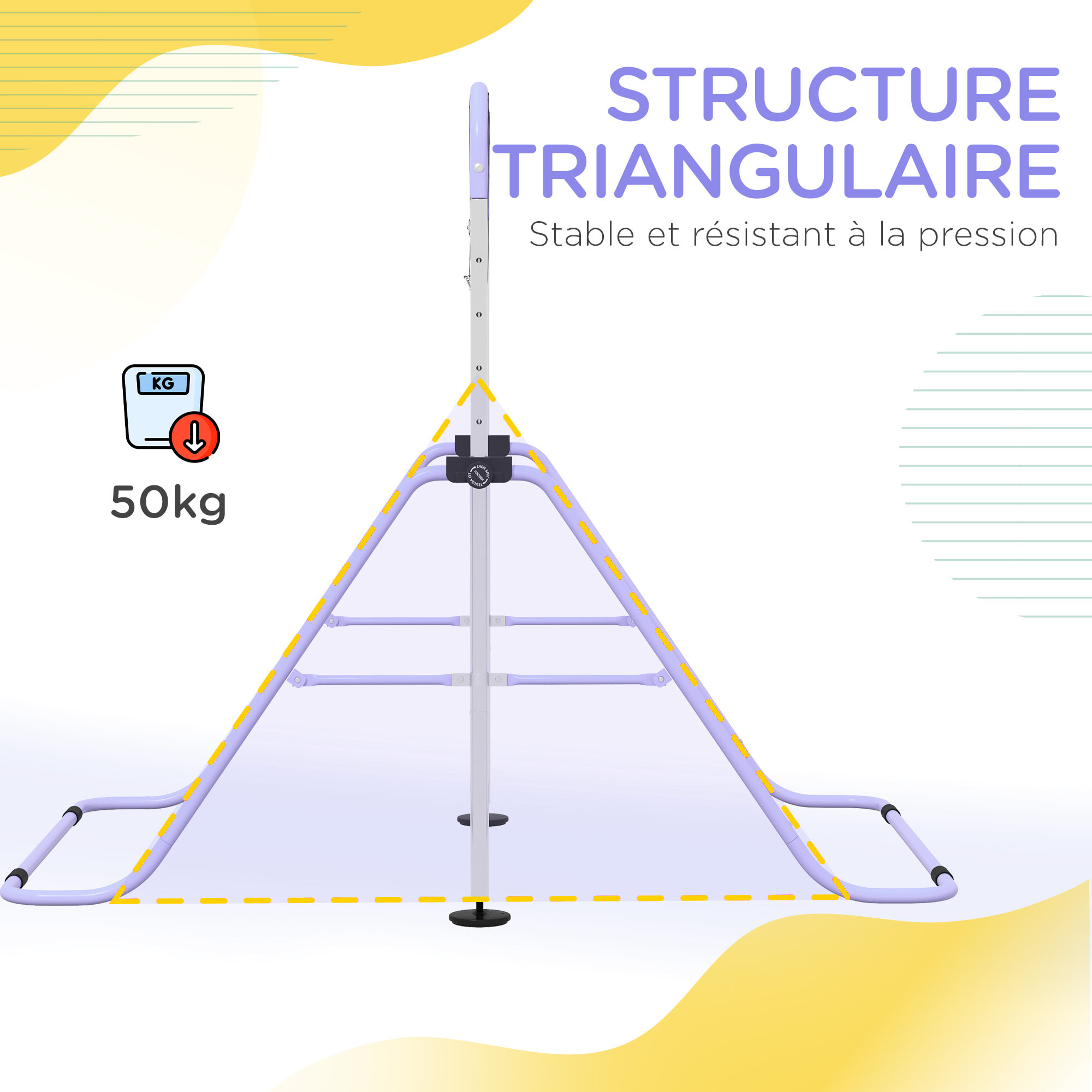 Portique d'anneaux double haubanage hauteur réglable dim. 148L x 105l x 88-128H cm acier violet