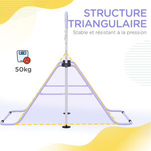 Portique d'anneaux double haubanage hauteur réglable dim. 148L x 105l x 88-128H cm acier violet