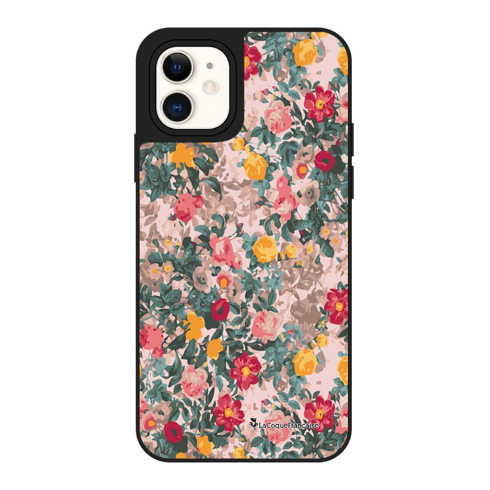 Coque iPhone 12 Mini miroir Fleurs Beige et Rose Design La Coque Francaise.