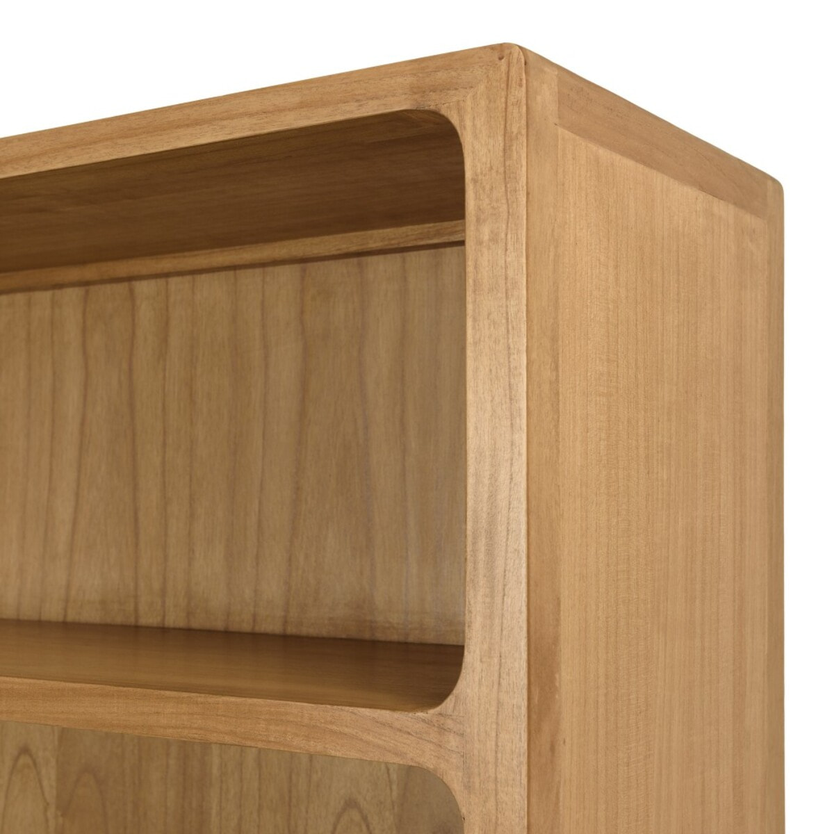 AMY - Bibliothèque 2 portes 3 étagères H180cm en bois de mindi et rotin