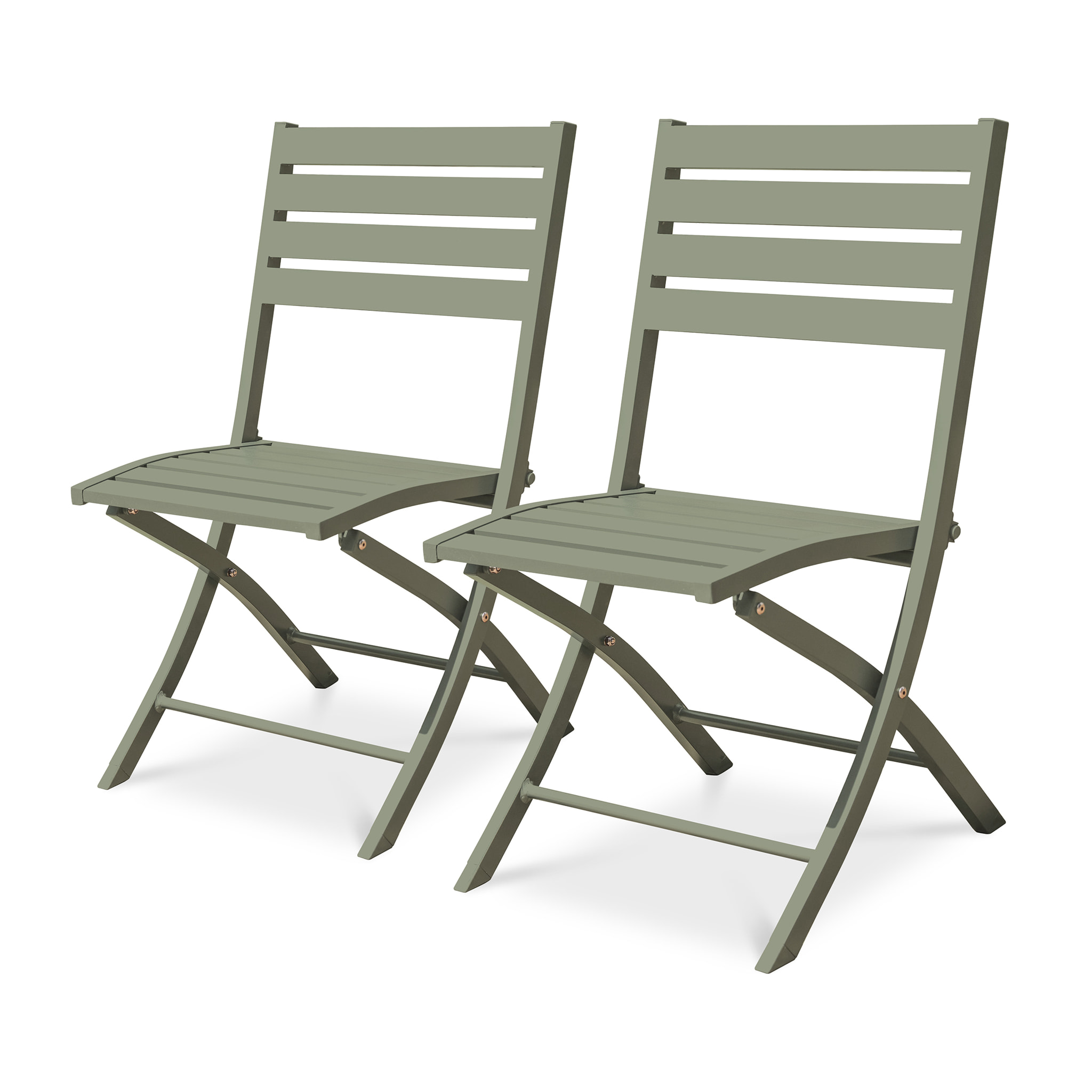 MARIUS - Lot de 2 chaises de jardin en aluminium vert