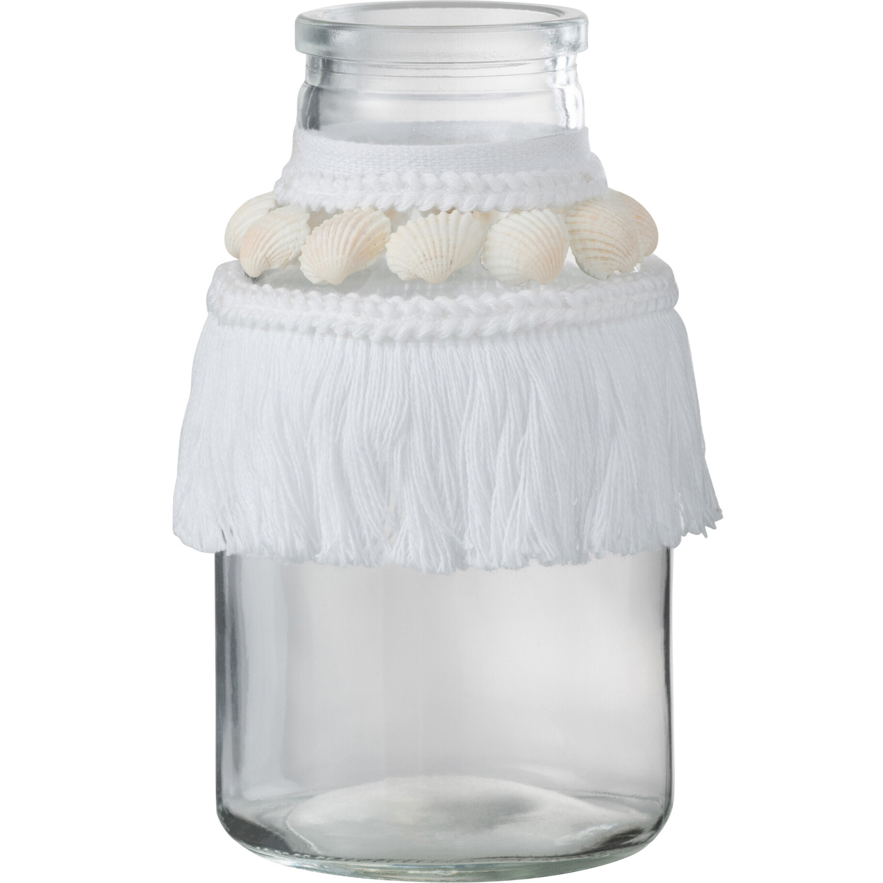 J-Line vase Coquillages - verre/textile - blanc - large - 3 pièces - 14.5 cm de hauteur