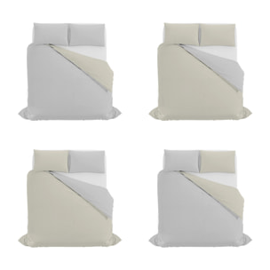 PARURE COPRIPIUMINO NATURAL COLOR MATRIMONIALE - 100% COTONE MADE IN ITALY