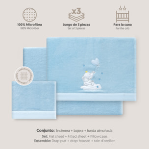 Juego de Sábanas de Coche Coralina Elefante Globo Corazón