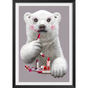 Affiche enfant rouge à lèvres paula  Affiche + cadre en bois - Noir