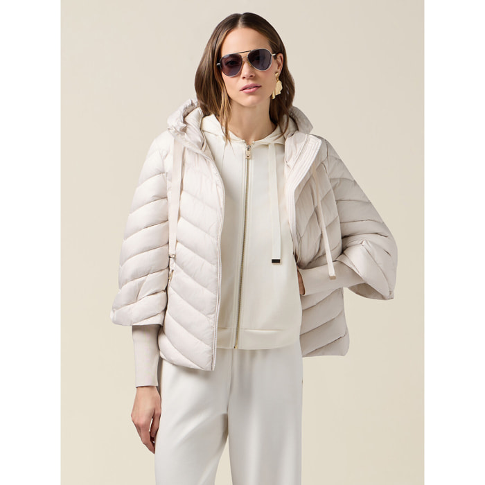 Oltre - Piumino con cappuccio e polsini - Bianco