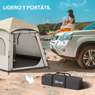 Tienda de Campaña para 2-4 Personas Tienda de Camping Plegable con Fácil Instalación Ventanas de Malla Gancho y Bolsa de Transporte Protección UV Impermeable para Senderismo Blanco y Beige