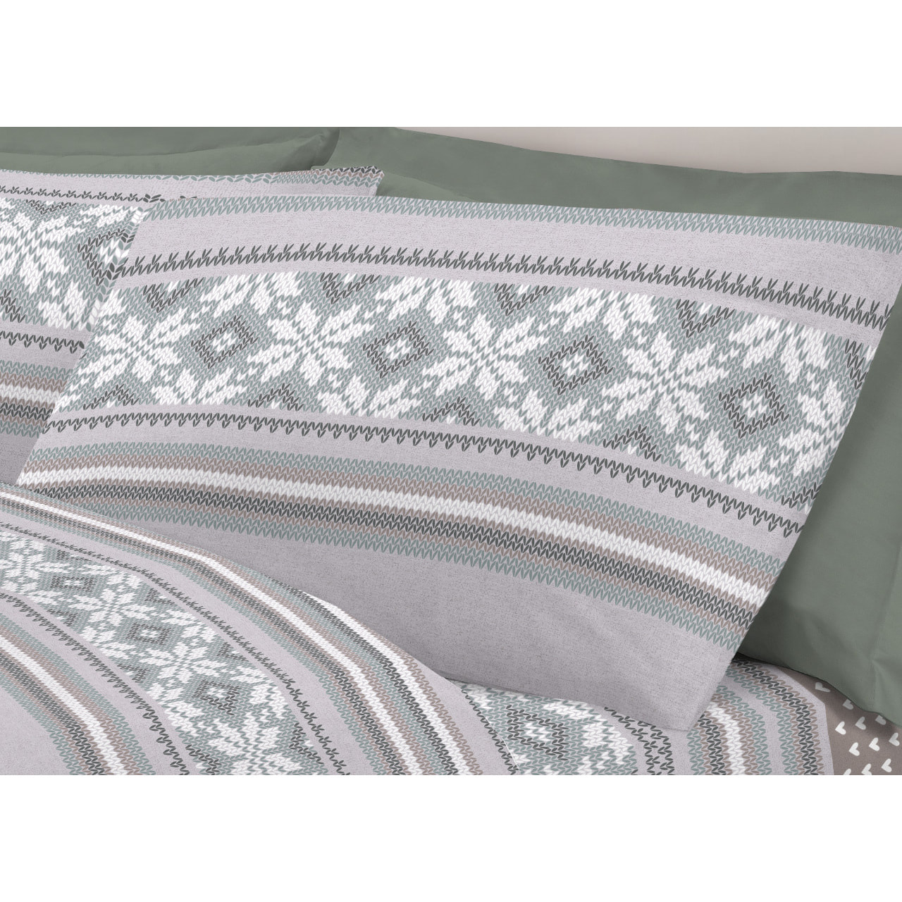 Completo Lenzuola in 100% Cotone Made In Italy Norvegia Grigio