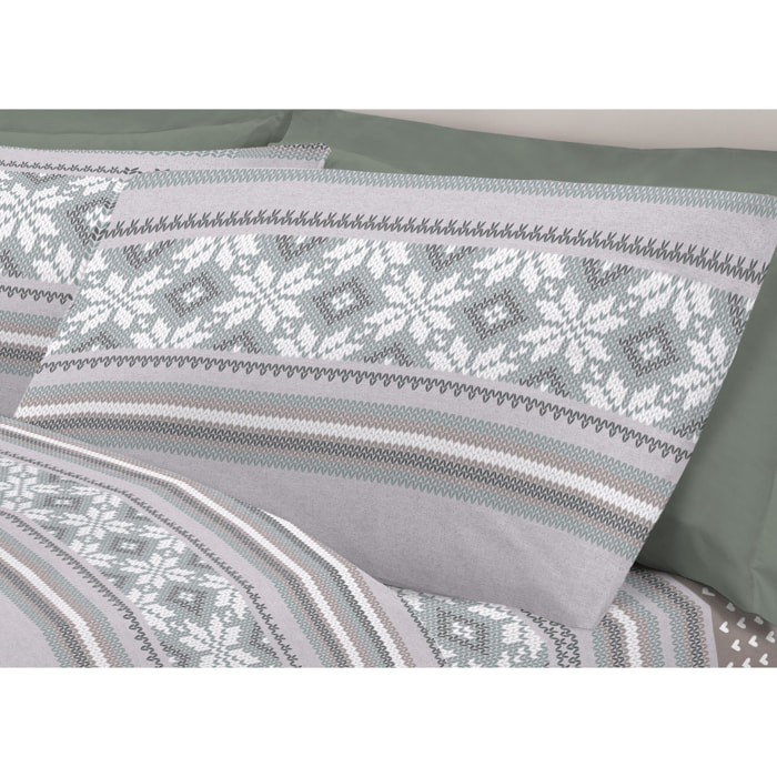 Completo Lenzuola in 100% Cotone Made In Italy Norvegia Grigio