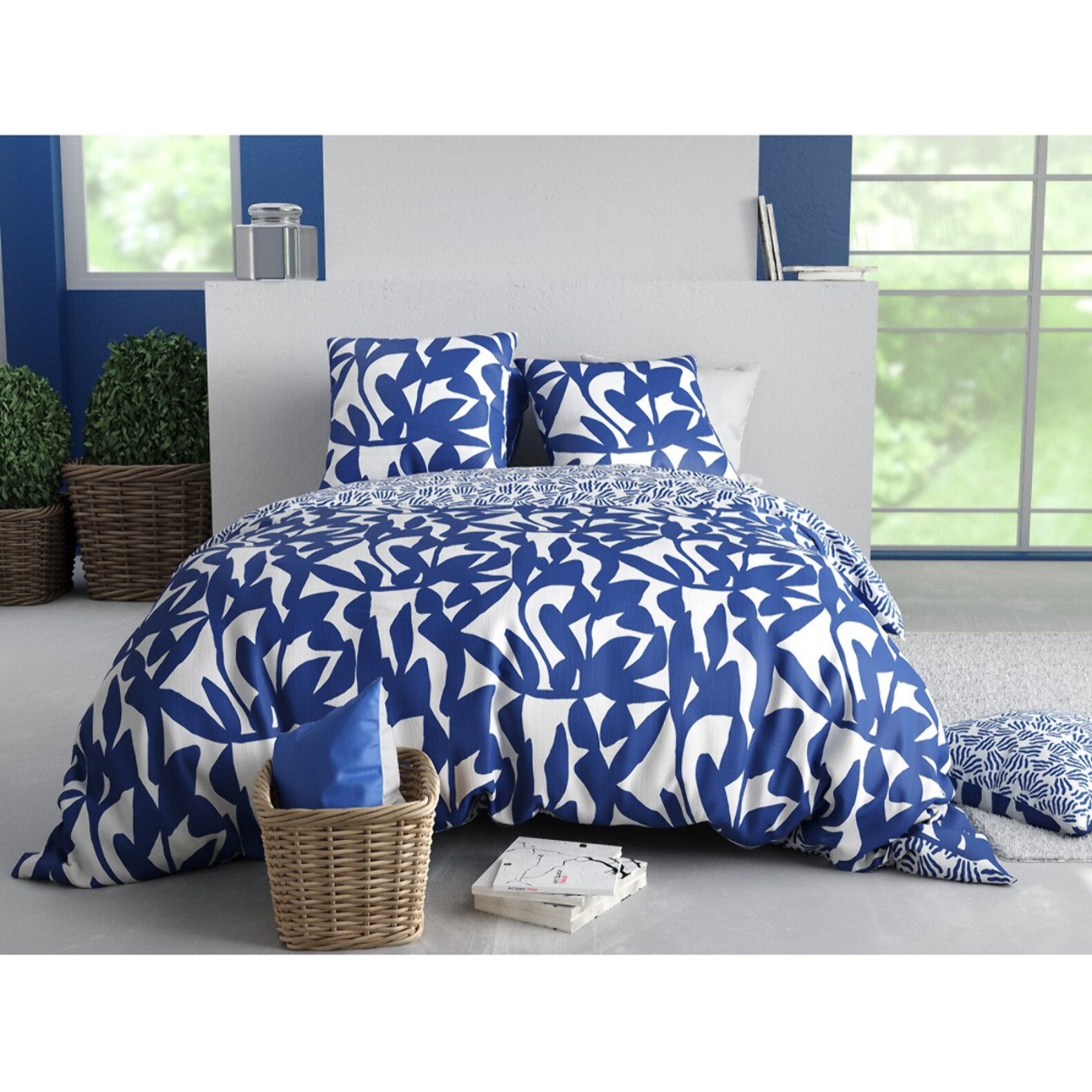 Parure Housse De Couette 3pcs 100% Coton 57 Fils NEREIDE