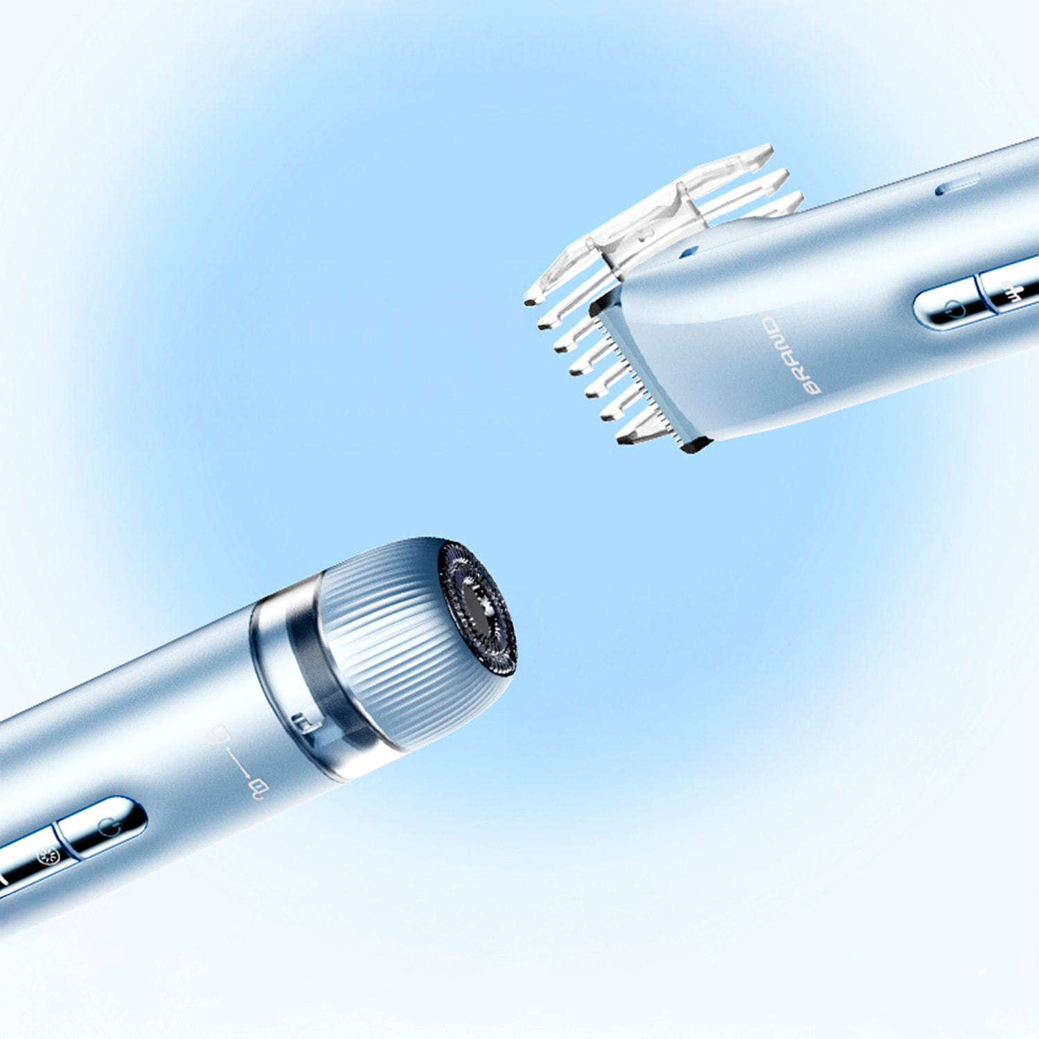 Depilatore 2 in 1 con una testa ad ogni estremità.