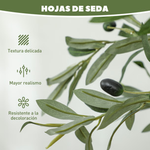 Planta Artificial Decorativa Grande 150 cm Olivo Artificial Árbol Sintético de Interior con 32 Aceitunas Decoración para Hogar Oficina Balcón Dormitorio Verde