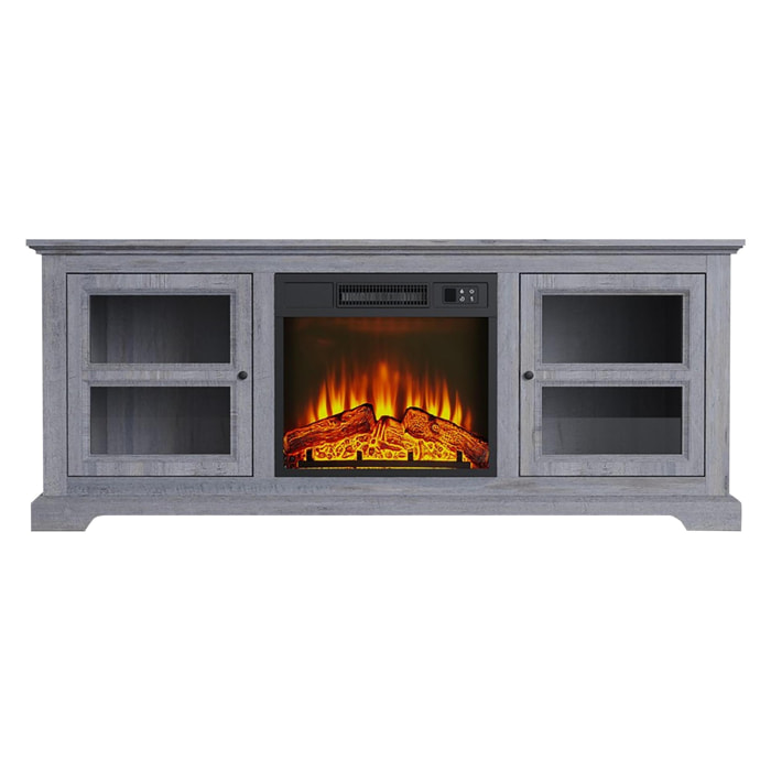 Credenza con camino elettrico colore grigio 2000W