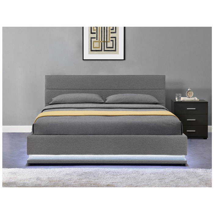 Lit LED avec coffre "Anastasia" - 140 x 190 - Gris foncé