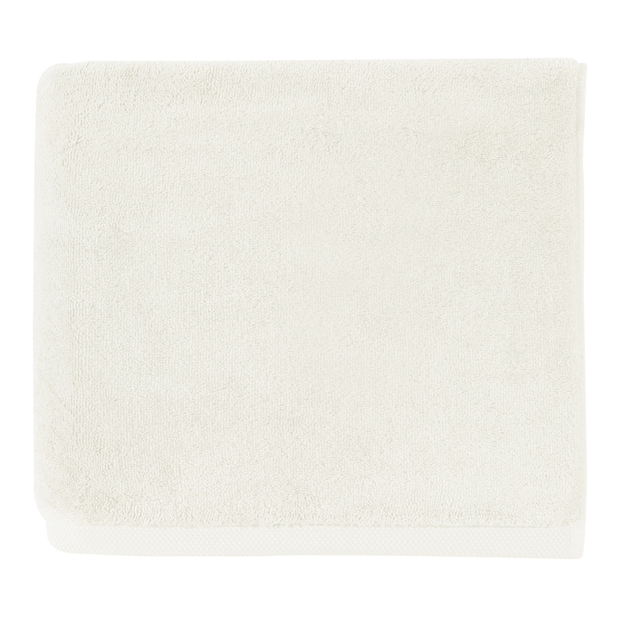 Serviette de bain unie en coton peigné biologique, ESSENTIEL, Blanc Meringue
