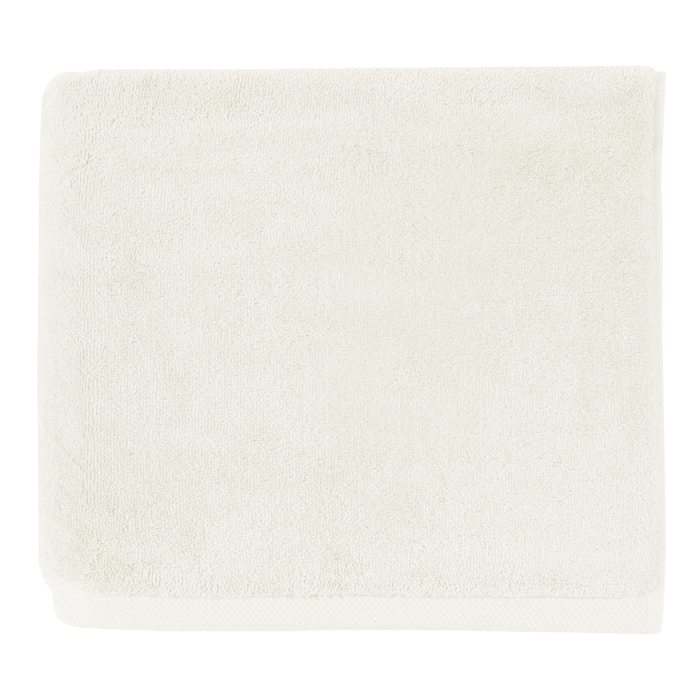 Serviette de bain unie en coton peigné biologique, ESSENTIEL, Blanc Meringue