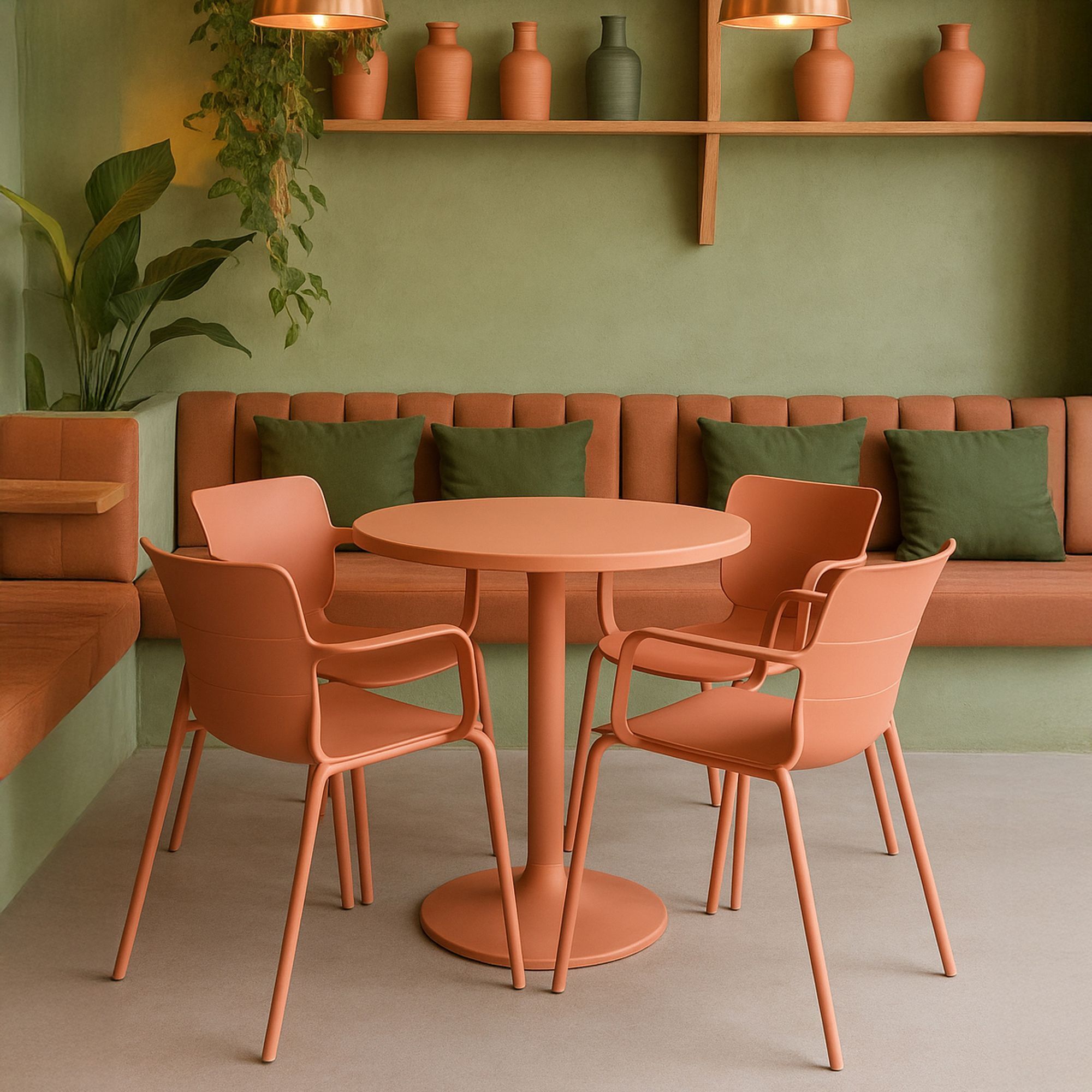 Lot de 4 fauteuils de table brique en polypropylène et métal  MONTAUK