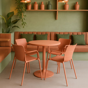 Lot de 4 fauteuils de table brique en polypropylène et métal  MONTAUK