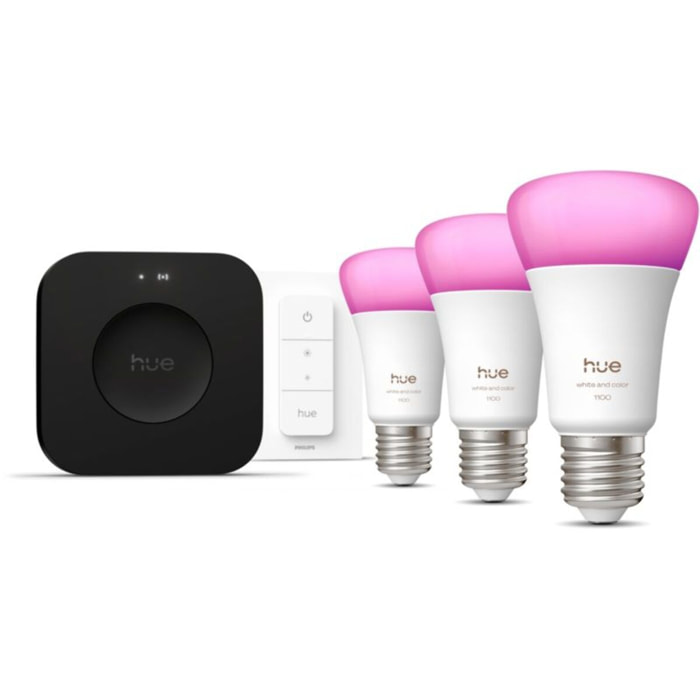 Pack PHILIPS HUE 3 ampoules E27 75W+TLC+Pont