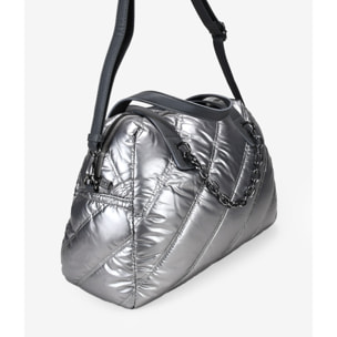Bolso bowling plomo con cosido acolchado