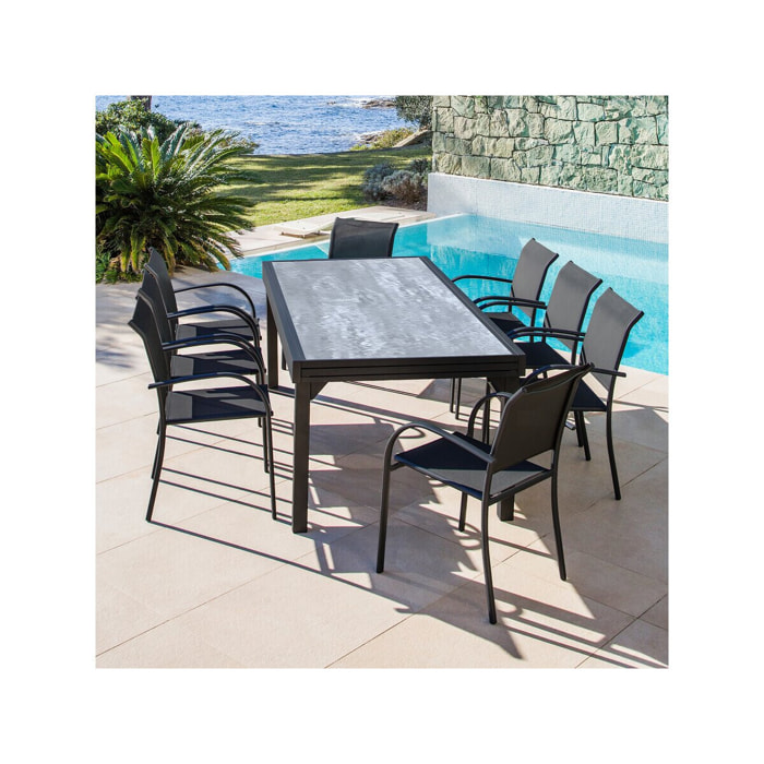 Table jardin en aluminium extensible "Lagos" - 200/320 x 105 x 76 cm - Gris