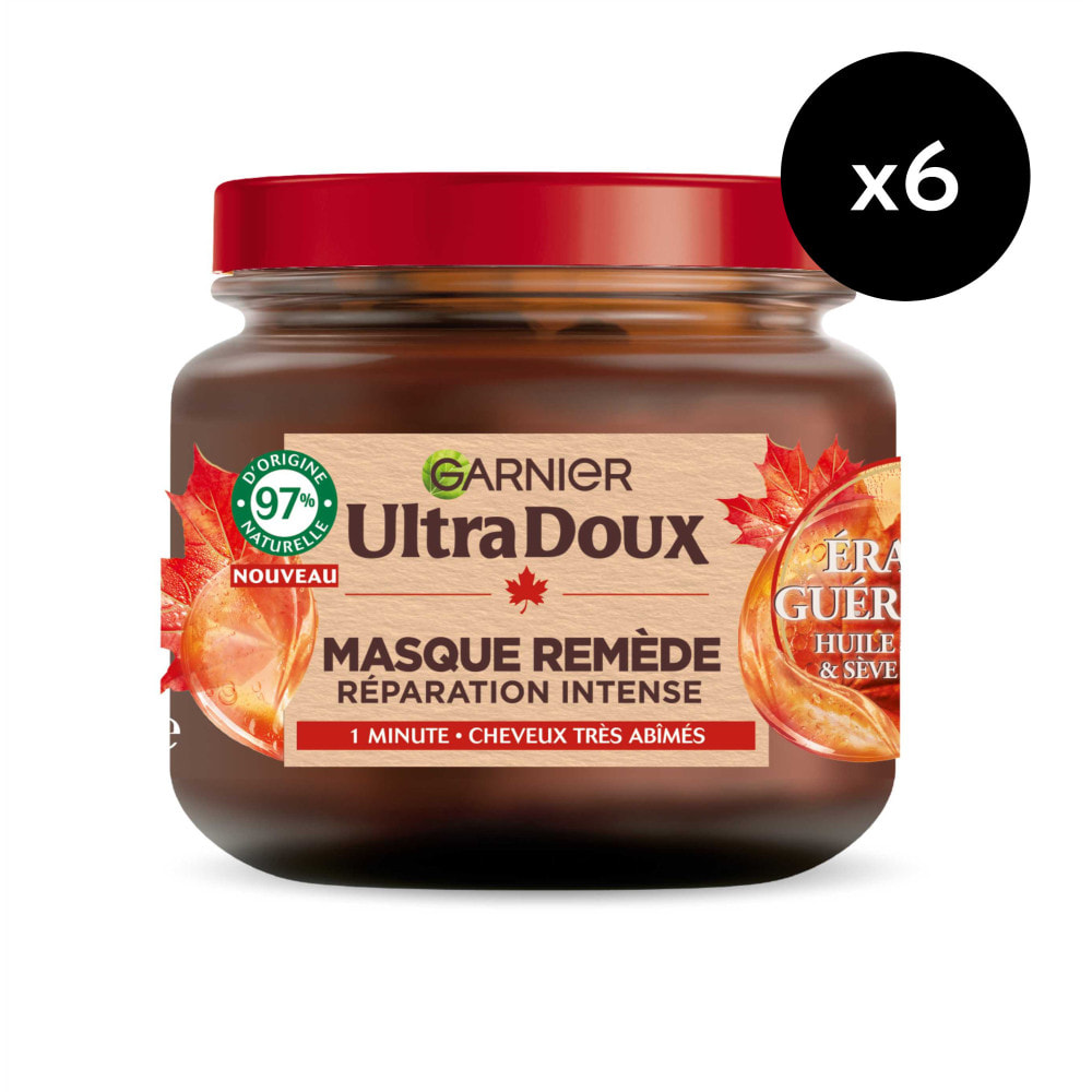 Lot de 6 - Garnier Ultra Doux Masque Remède Revitalisant Erable Guérisseur à l'huile de ricin et sève d'érable 340ml