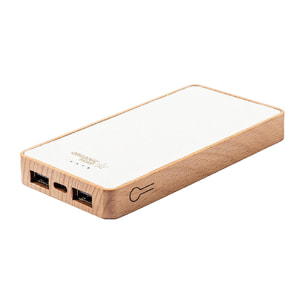 Power Bank organic cáñamo y madera 8000 mAh. 2 Salidas USB y 1 Tipo C. Entrada Tipo C