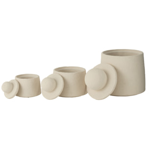 J-Line pot Decoratif Maris - ciment - crème - 3 pièces