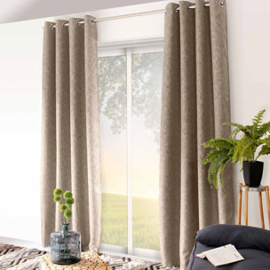 Rideau uni occultant 'natté' - Gris clair