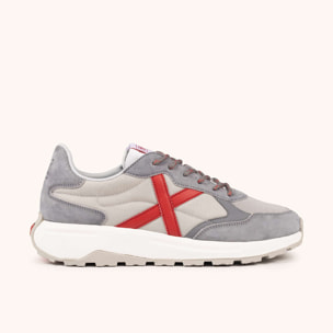 Zapatilla Urbana en Gris y Rojo con Suela de Volumen MUNICH BABEL 15