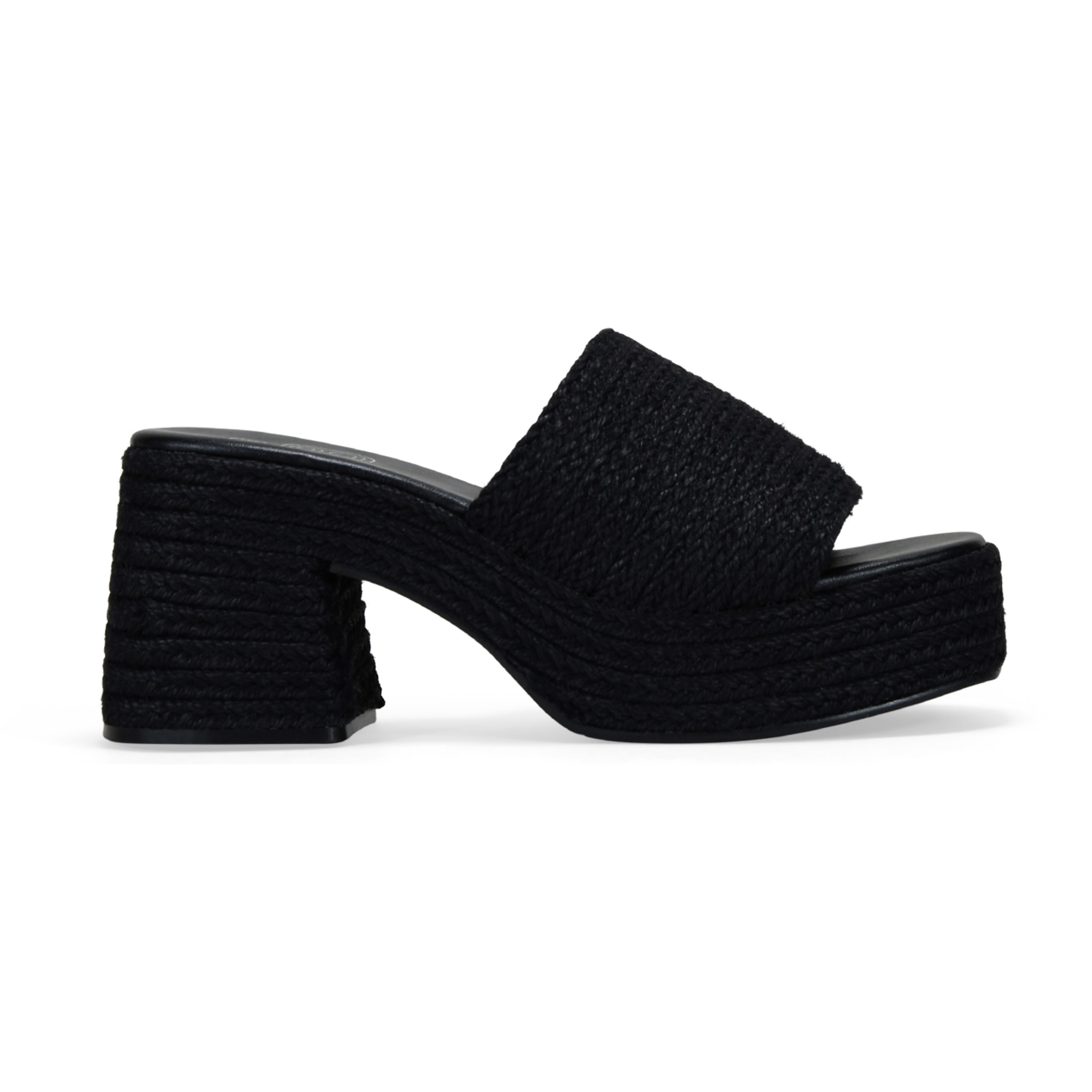 Sandalias de esparto negras con plataforma y tacón