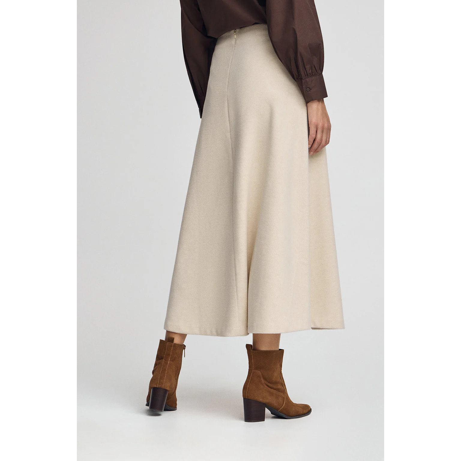 Gonna in lana Aria ecrù con dettagli Polo Club