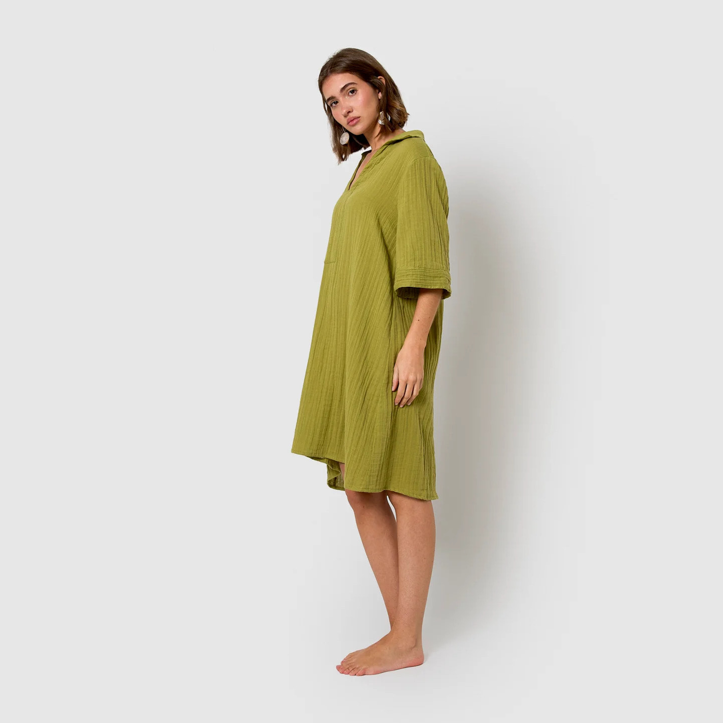 Vestido corto muselina lima