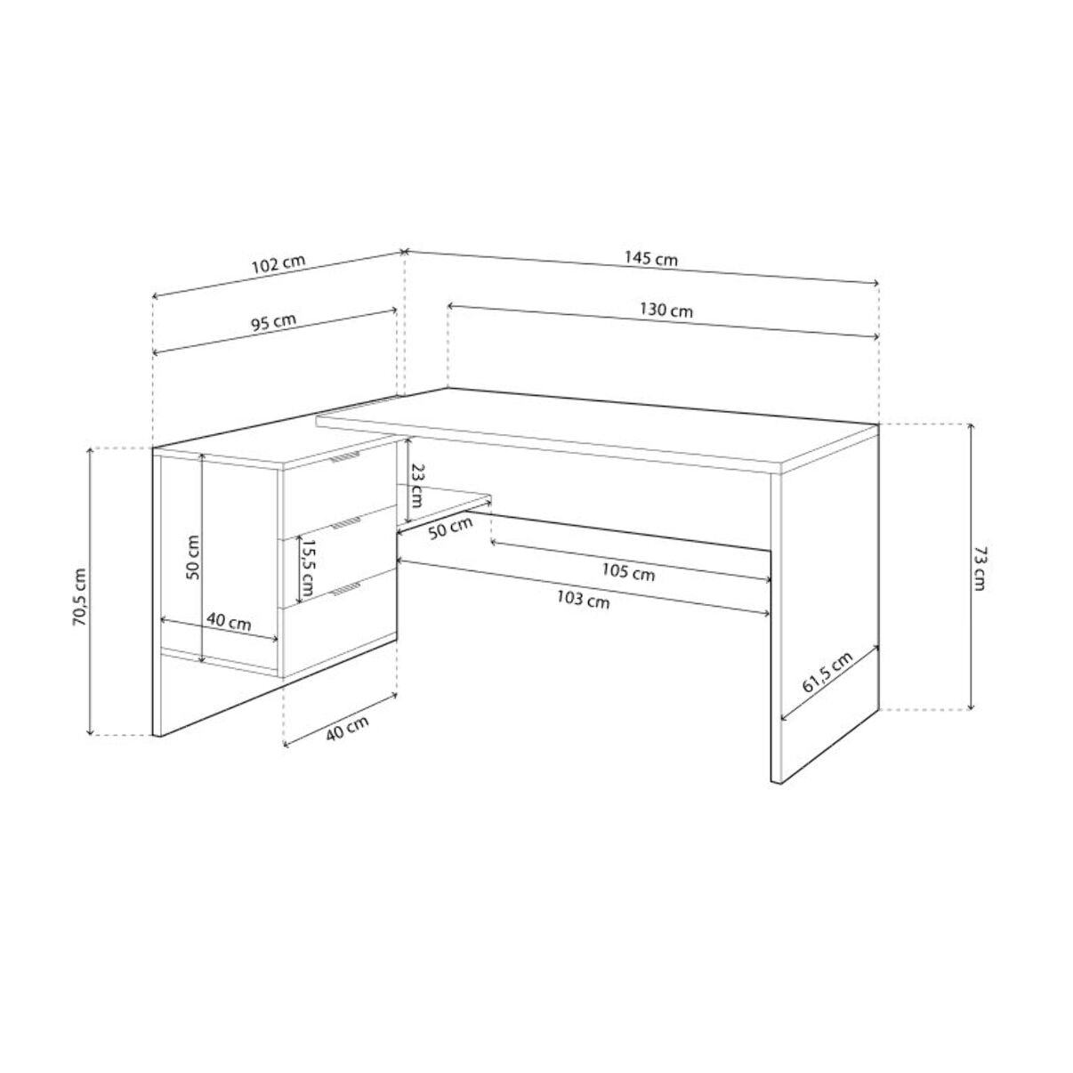 Mesa de escritorio Work Blanco Artik (Blanco Mate) - Roble Canadian