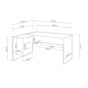 Mesa de escritorio Work Blanco Artik (Blanco Mate) - Roble Canadian