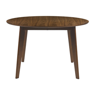 Table à manger ronde extensible finition noyer L120-150 cm LEENA