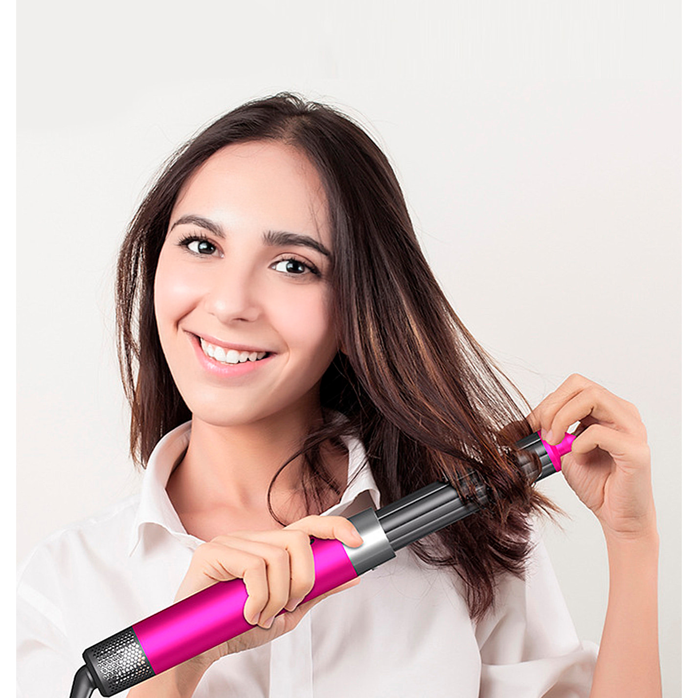 Spazzola ad aria calda professionale 6 in 1 con testine. Tecnologia Airflow con 3 livelli di velocità e 3 livelli di temperatura.