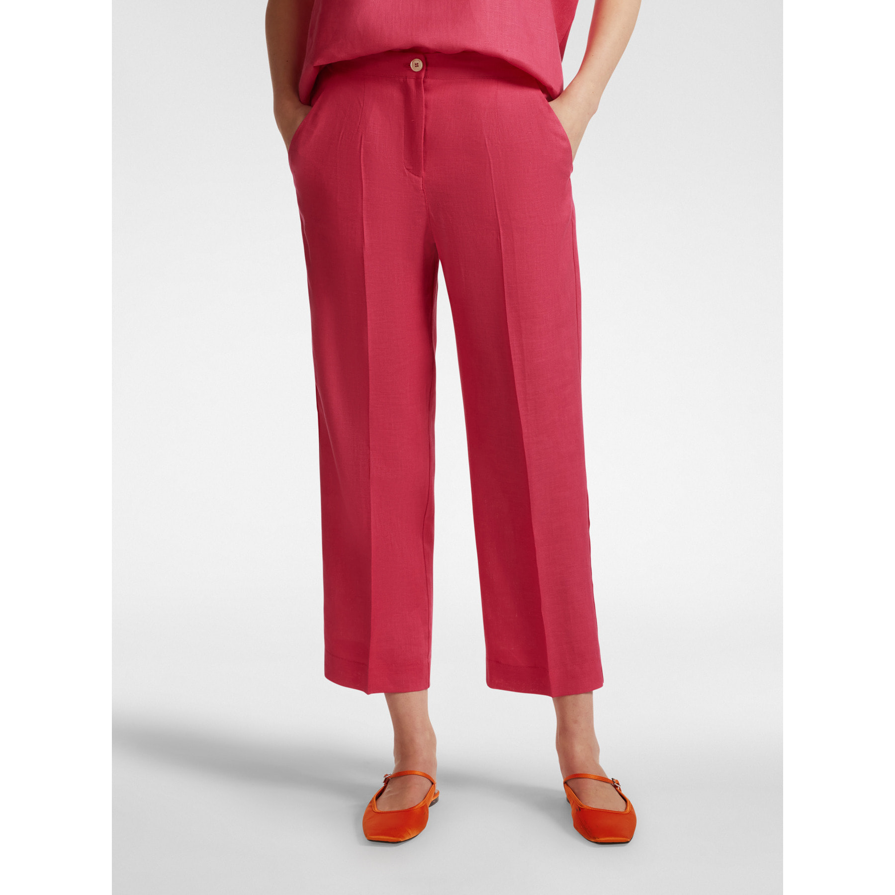 Elena Mirò - pantalones de lino - Rojo