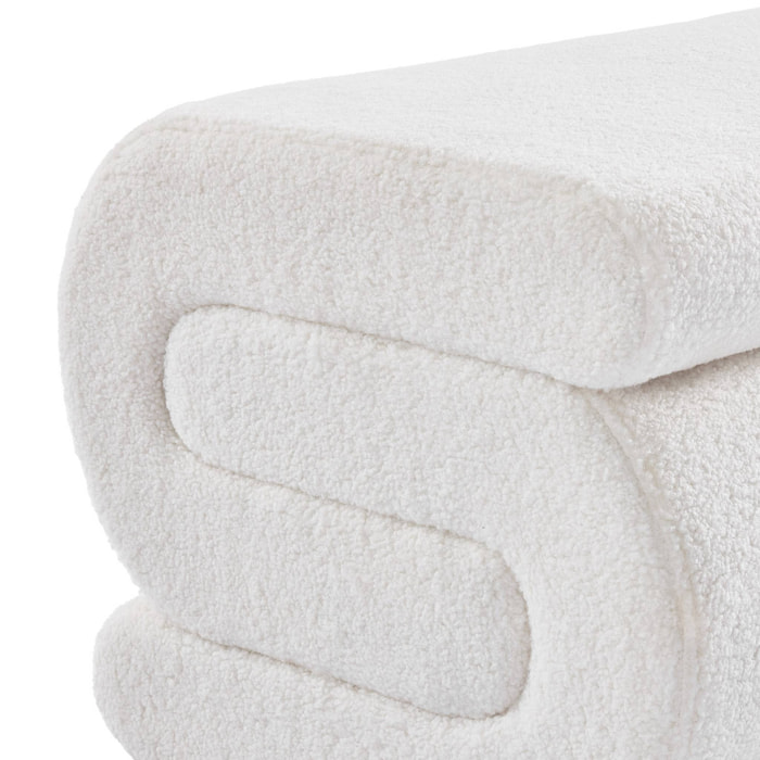 Banc design revêtement bouclette crème 1 place L 43 x P 47 x H 44cm - Sasha