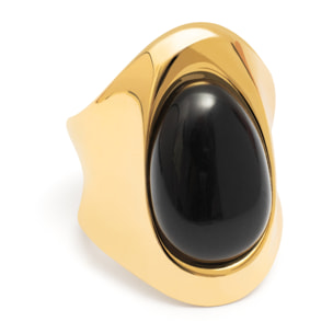 Anelli My Maxi Onyx in Acciaio Placcato Oro