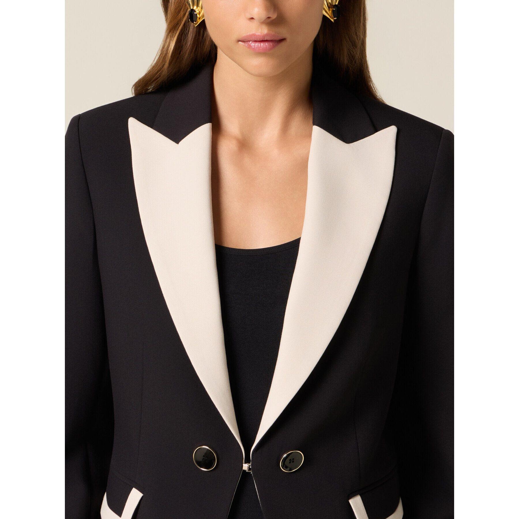 Oltre - Blazer con detalles en contraste - Negro