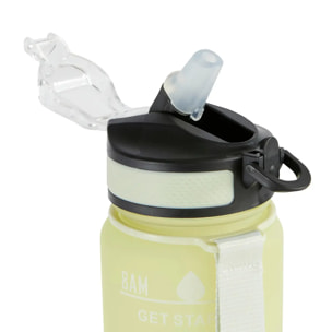 Bouteille avec paille en silicone intégrée 1L