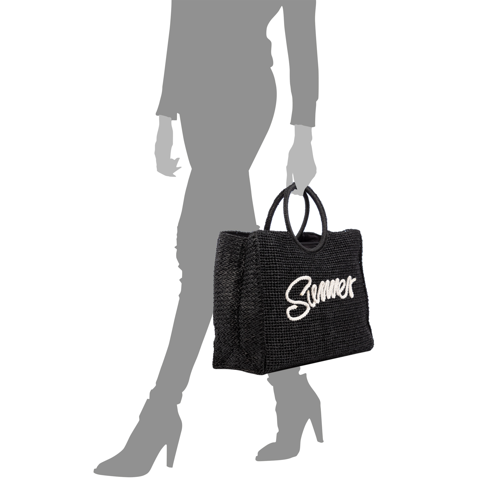 Bérgamo Bolso de mano Mujer. Fabricado en paja trenzada diseño "Summer".