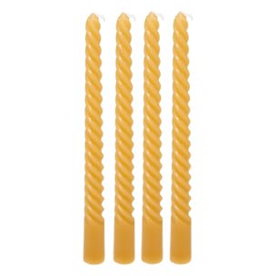 4 bougie-bâtons "Twist many" jaune 180g