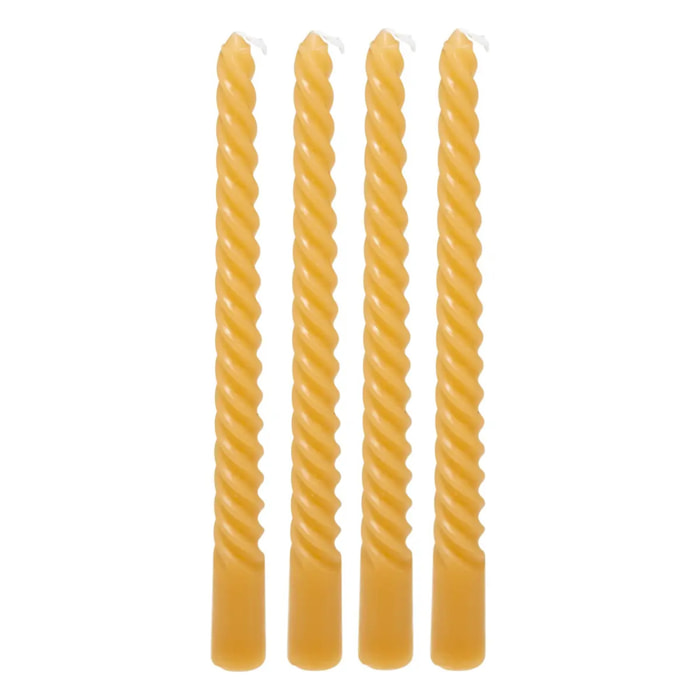 4 bougie-bâtons "Twist many" jaune 180g