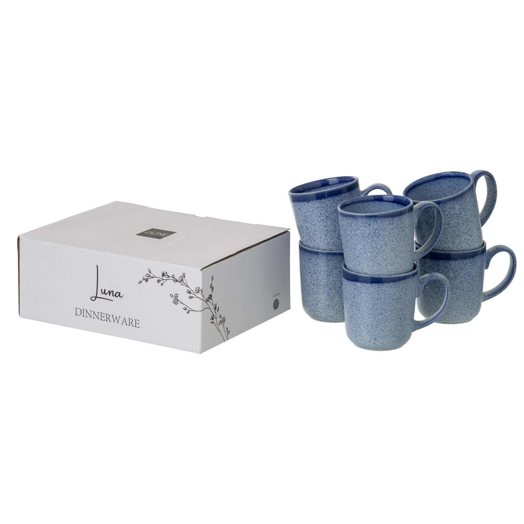 J-Line Tasse Luna - céramique - bleu - 2 pièces