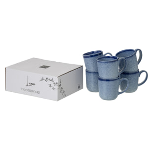 J-Line Tasse Luna - céramique - bleu - 2 pièces