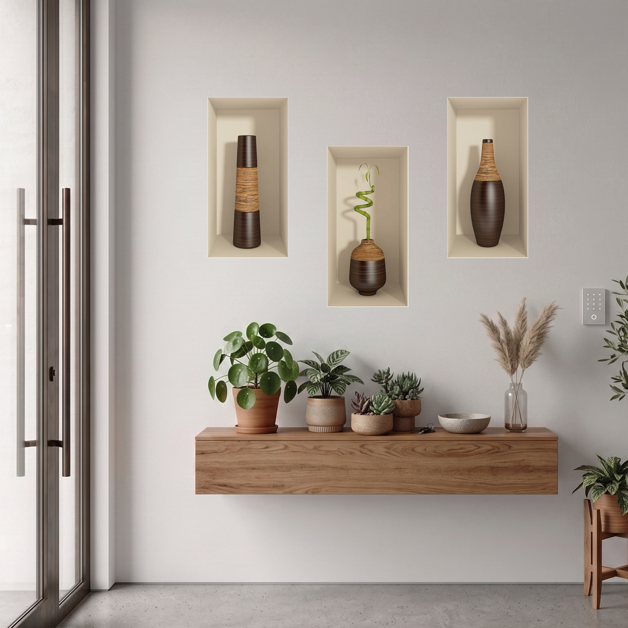 Stickers muraux 3D | Sticker Mural Autocollant effet 3D bambou - Stickers adhésifs 3D Chambre Salon Trompe l'oeil
