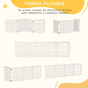 Barrera de Seguridad Plegable para Perros Madera Puertas Escaleras 264x35,5x77cm