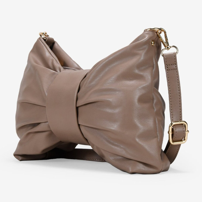 Bolso de hombro visón con lazo